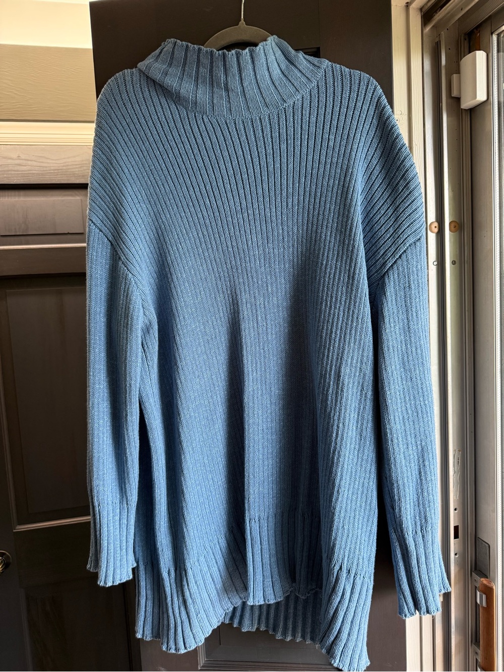 Free People Beach Women's Sweater Tunic Size XL Blue Mockneck Comfy Oversized